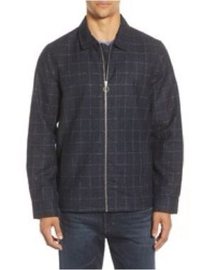 Calibrate Men's Navy Windowpane Zip Jacket